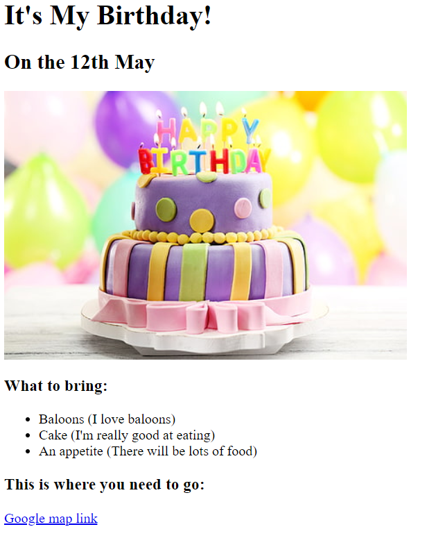 birthday invite project